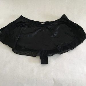 Black thong with a frilly skirt overlay